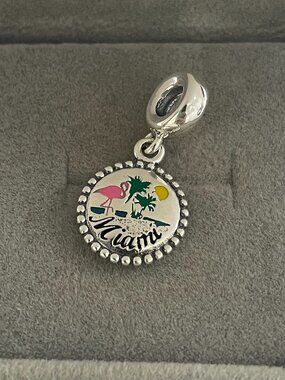 Pandora Miami Beach Dangle Charm Holiday Charm , Christmas Charm